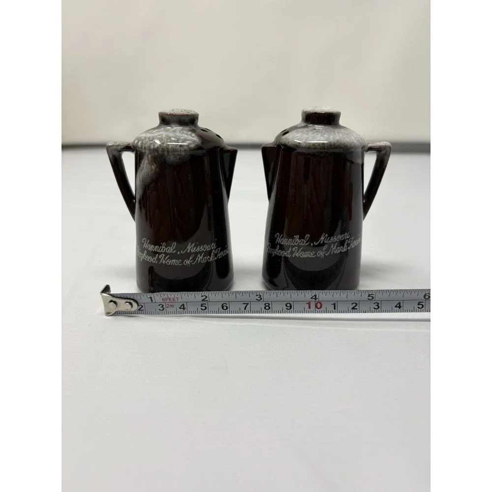 Vintage Old Economy Salt & Pepper Shakers Brown Stoneware Kettle – Hannibal MO